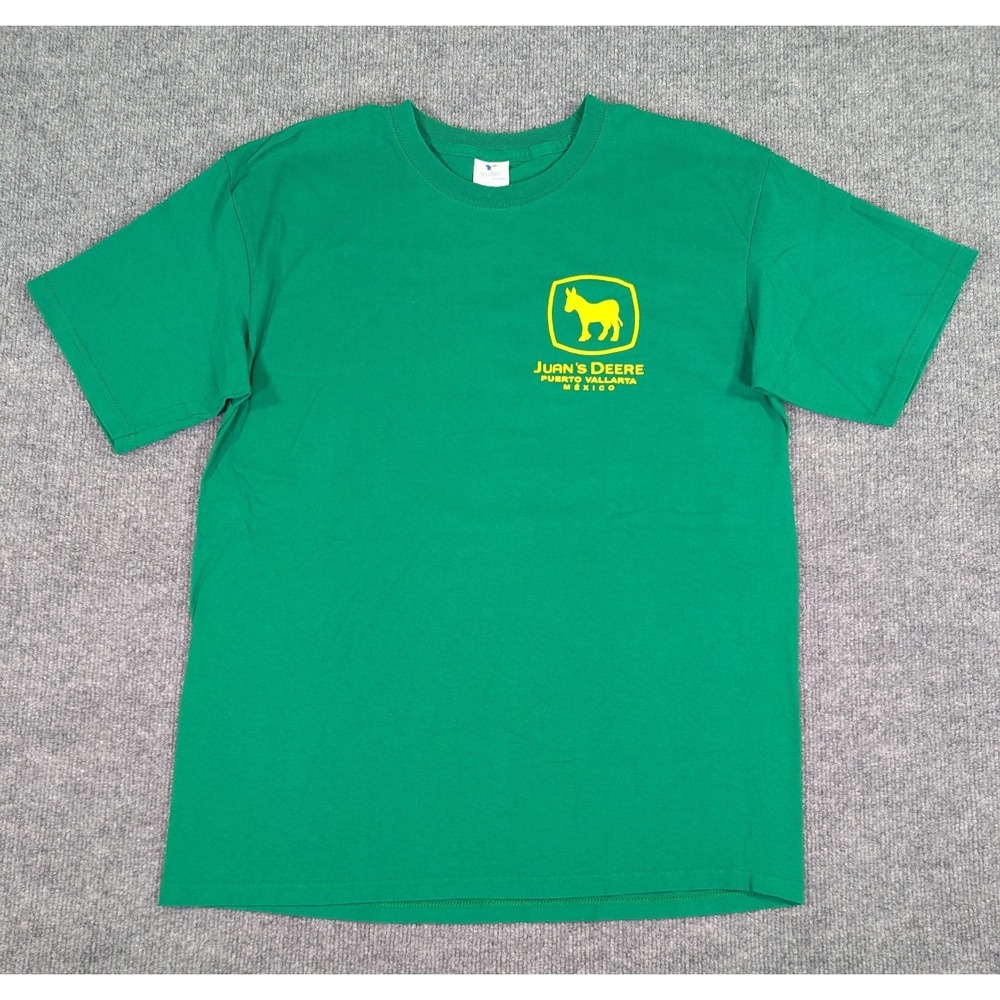 Juan's Deere Spoof John Deere Puerto Vallarta Mexico Tee Men's Size Large Green